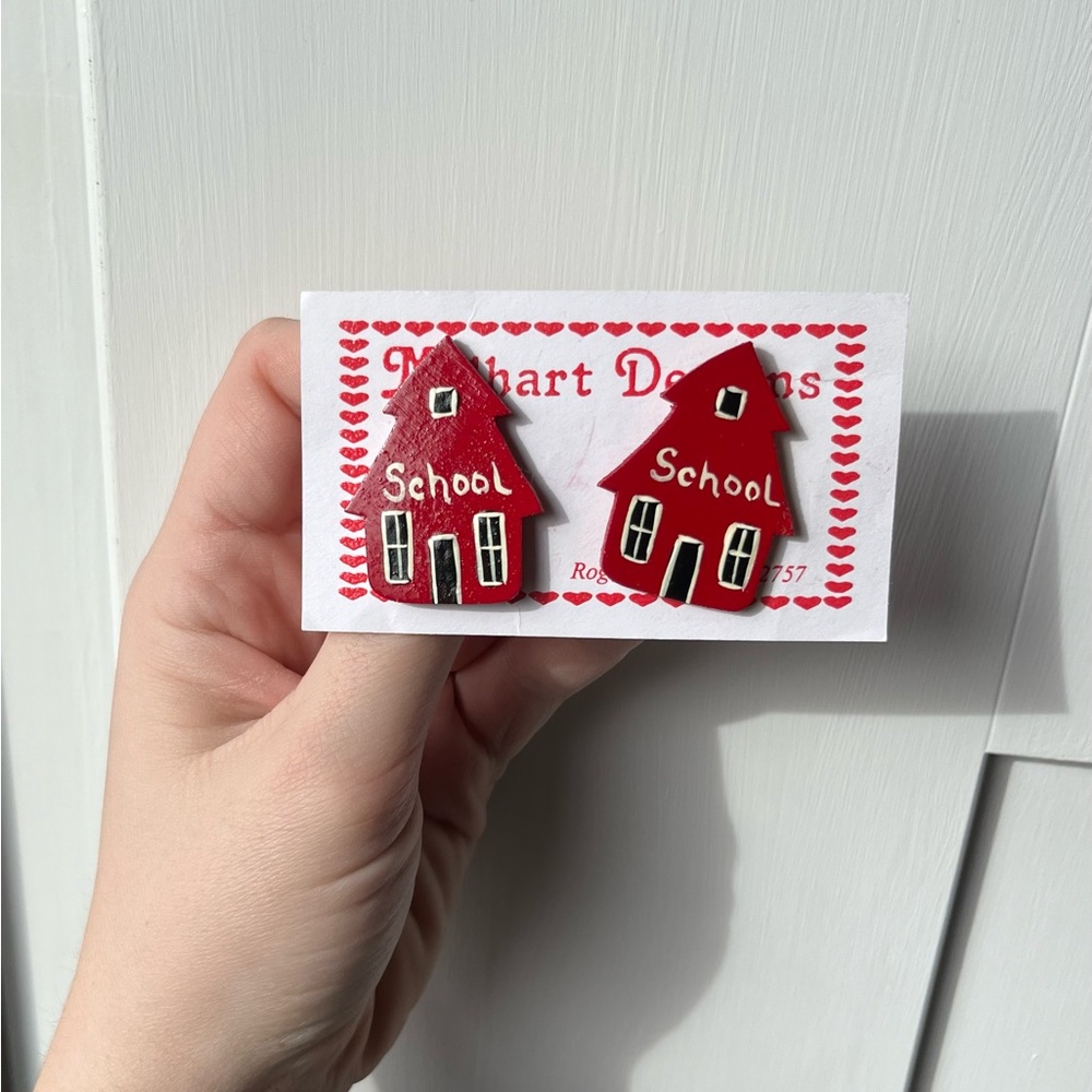 Hand painted School House Earrings